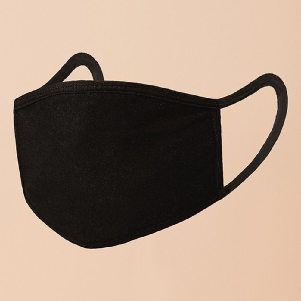 "SOLID BLACK" Adult Size Face Masks